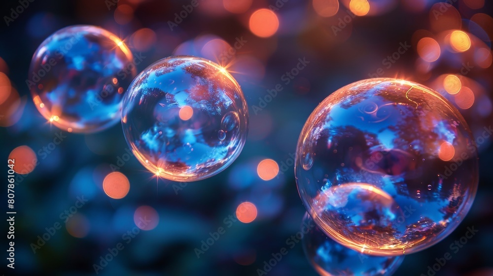 Leinwandbilder soap bubbles gracefully float in the air in this stock video, creating a whimsical and playful atmos