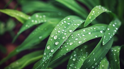 fresh green leaf covered in sparkling water droplets, highlighting the beauty of natures design and the effects of condensation
