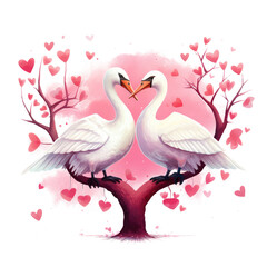 Valentine Kissing Birds Clipart