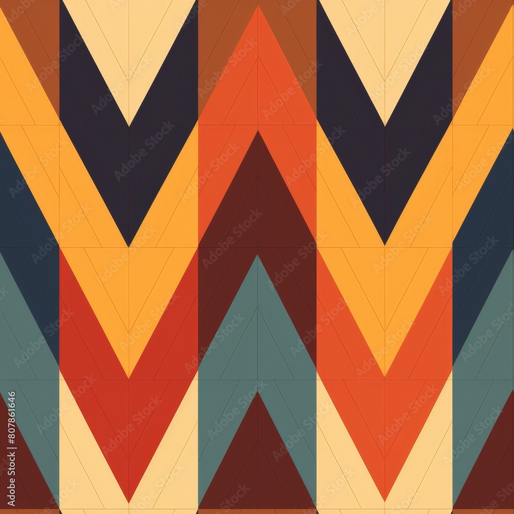 Poster A vibrant chevron pattern in various colors displayed on a white background