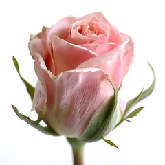 A pink rose in a vase, symbolizing love and beauty.