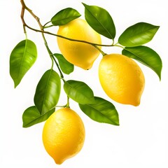 Lemons on branch isolated on white background
