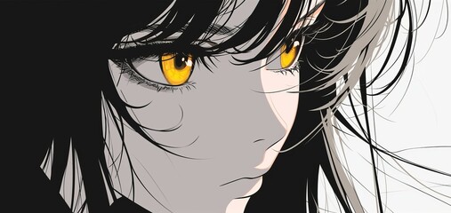 A manga-style portrait of an anime girl with long hair