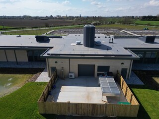 Fototapeta premium aerial view of Lilley fields crematorium and memorial garden. Sproatley. Kingston upon Hull 