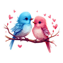 Valentine Kissing Birds Clipart