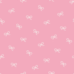 Tiny coquette bows on a pink background - seamless pattern design