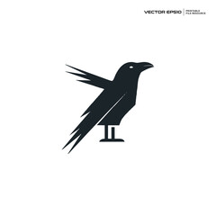 crow silhouette, character, logo, design, vector, illustration,