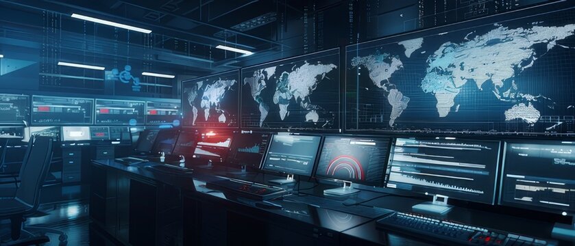 High-Tech Global Surveillance Command Center