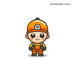 cute happy construction worker, character, mascot, logo, design, vector, illustration,