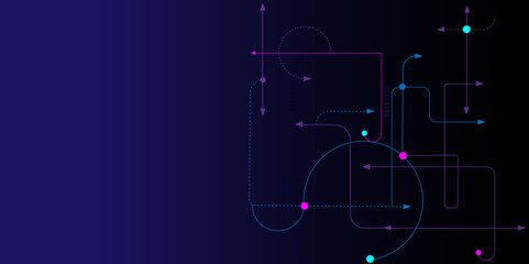 Vectors Abstract geometric with connected lines and dots. Digital communication technology concept background, Global network connection, social networking, big data visualization. 