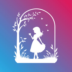 girl vector design silhouette logo icon 