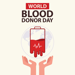 illustration vector graphic of hands ready to catch the drops from the blood bag, perfect for international day, world blood donor day, celebrate, greeting card, etc.