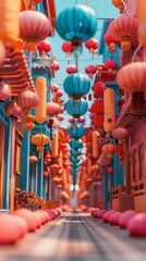 Naklejka premium Create visually striking minimalist designs of cultural festivals from an eye-level perspective