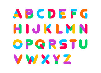 Set of colorful uppercase alphabet vector design for pride month celebration.