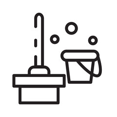 Obraz premium Broom Clean Sweep Line Icon