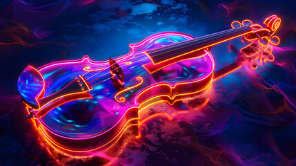 Violin in Neon Colours