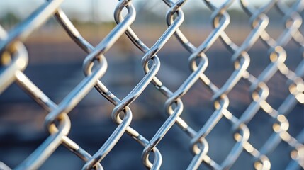 Fototapeta premium Chain-link fence on a pure white background Each metal connector is very distinctive. Creates a dramatic contrast with clean surfaces. By emphasizing a design that is functional but also eye-catching
