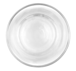Empty, classic water glass cup isolated on white, clipping, top view