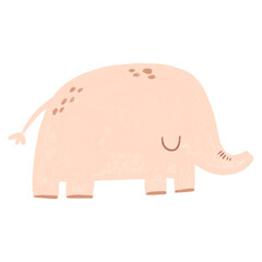 Hand drawn pink elephant elements. Isolated illustration with animals.  Childish watercolor illustration