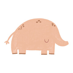 Hand drawn pink elephant elements. Isolated illustration with animals.  Childish watercolor illustration