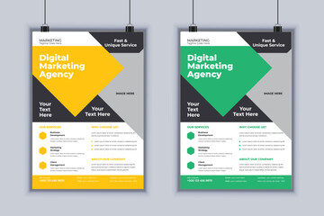 Digital Marketing Agency Corporate Flyer Design Vector Template
