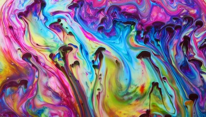 close up liquid paint background vibrant colours 