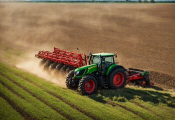 Fototapeta premium Field work with the tractor on the field, Farmers Work