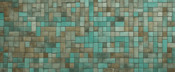 Old turquoise green vintage mosaic 