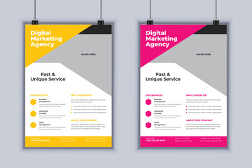 Digital Marketing Agency Corporate Flyer Design Vector Template
