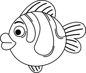 illustration of fish outline white on background vector