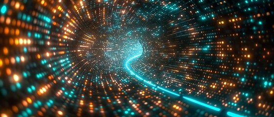 Naklejka premium wide-format visualization of cybersecurity in binary code