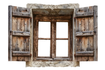 old rustic wooden window isolated