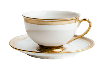 white and gold drinking cup isolated