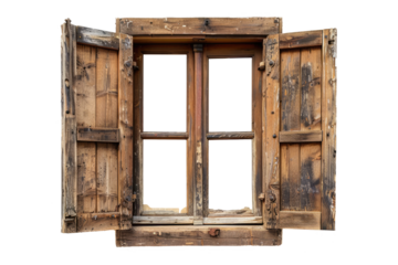 old rustic wooden window isolated