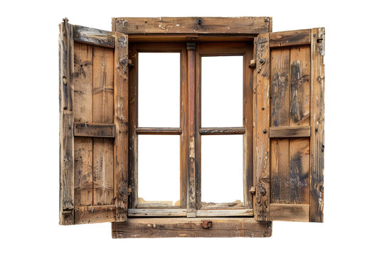 old rustic wooden window isolated