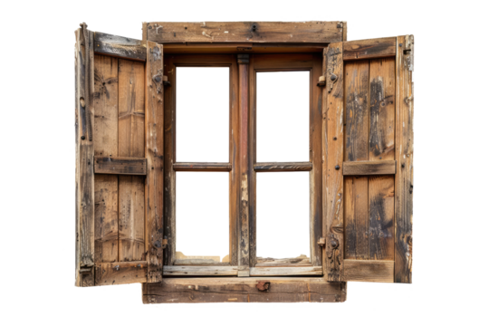 old rustic wooden window isolated