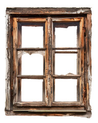 old rustic wooden window isolated