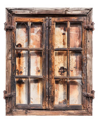 old rustic wooden window isolated