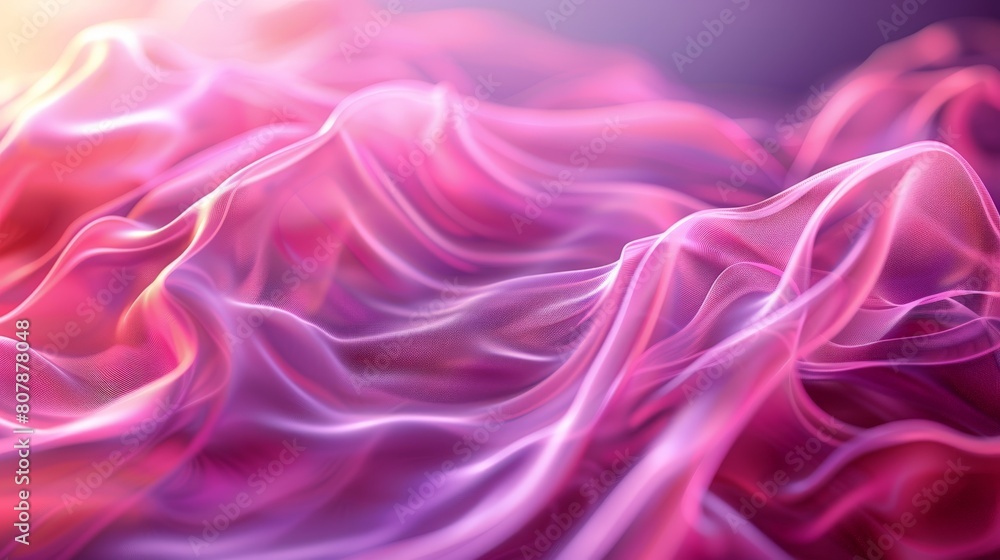 Poster Detailed close-up view of a vibrant pink and purple fabric, showcasing intricate weave patterns and color variations
