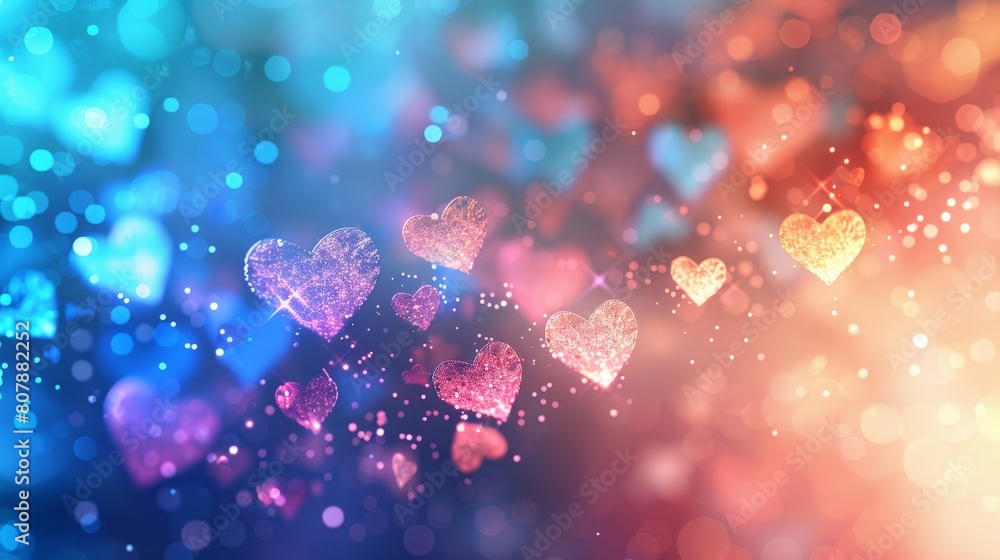 Aufkleber bright vibrant heart-shaped bokeh lights creating a colorful and festive background