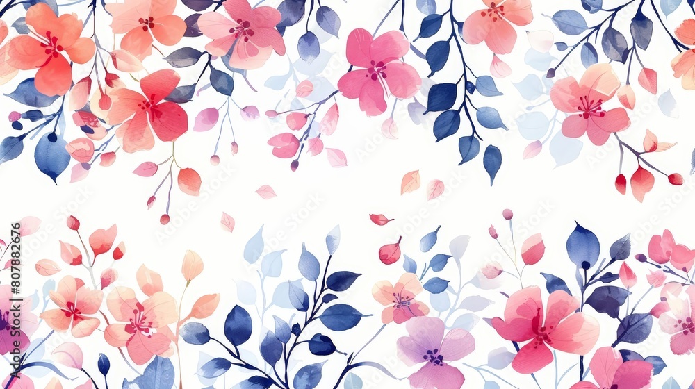 Poster abstract botanical pattern with floral motifs on a isolated background
