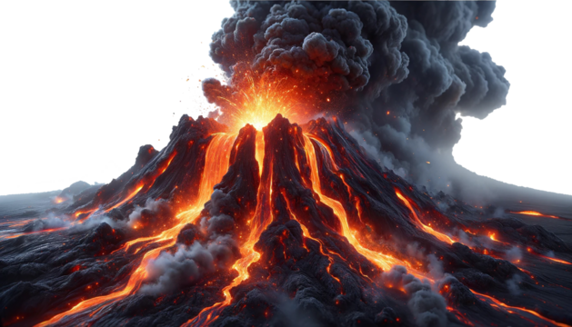 volcano isolated on white background