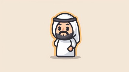 A cartoon of a man in traditional arabian clothing, AI