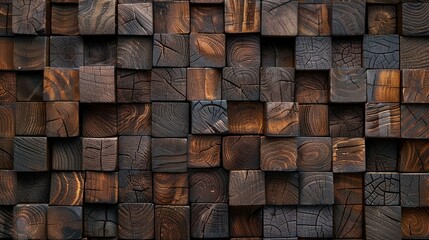 Abstract Wooden Cube Mosaic Background