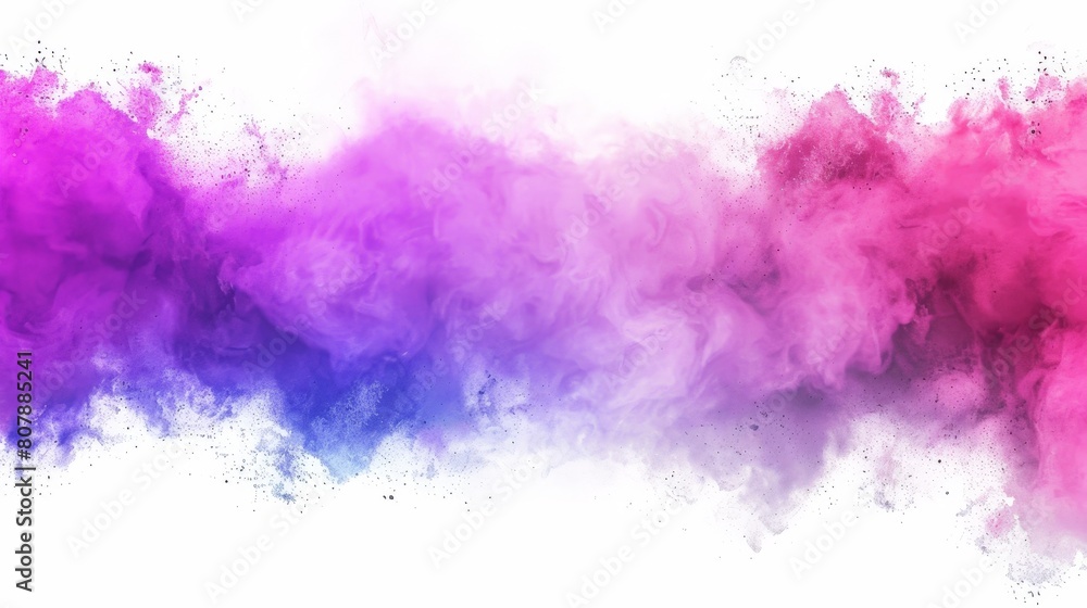 Poster Pink and purple powders scattered on a clean white surface, creating a colorful contrast
