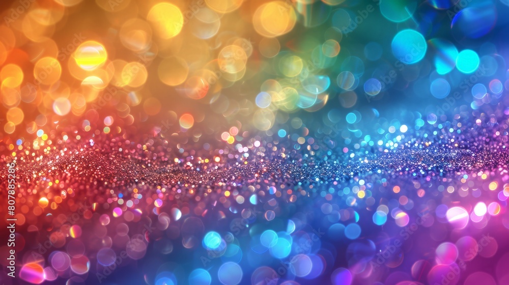 Poster Colorful bokeh lights dancing and shimmering in a dynamic pattern, creating a mesmerizing backdrop
