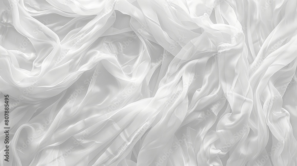 Poster Detailed view of a smooth, white silk fabric with a close-up shot highlighting its texture and sheen