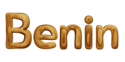 Wooden Benin text for country concept