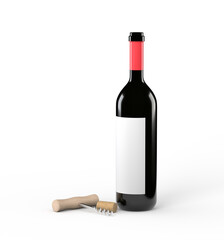 Minimalist wine bottle with corkscrew