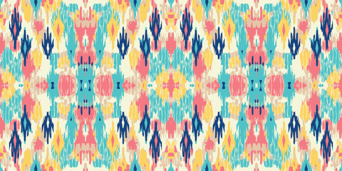 Fototapeta premium Seamless batik pattern,Seamless tribal batik pattern,and Seamless colorful pattern resemble ethnic boho, Aztec,and ikat styles.designed for use in wallpaper,fabric,curtain,carpet,Batik Embroidery